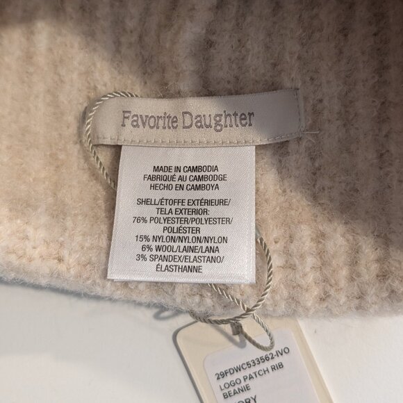 Favorite Daughter Ivory Logo Patch Rib Beanie - Picture 3 of 5